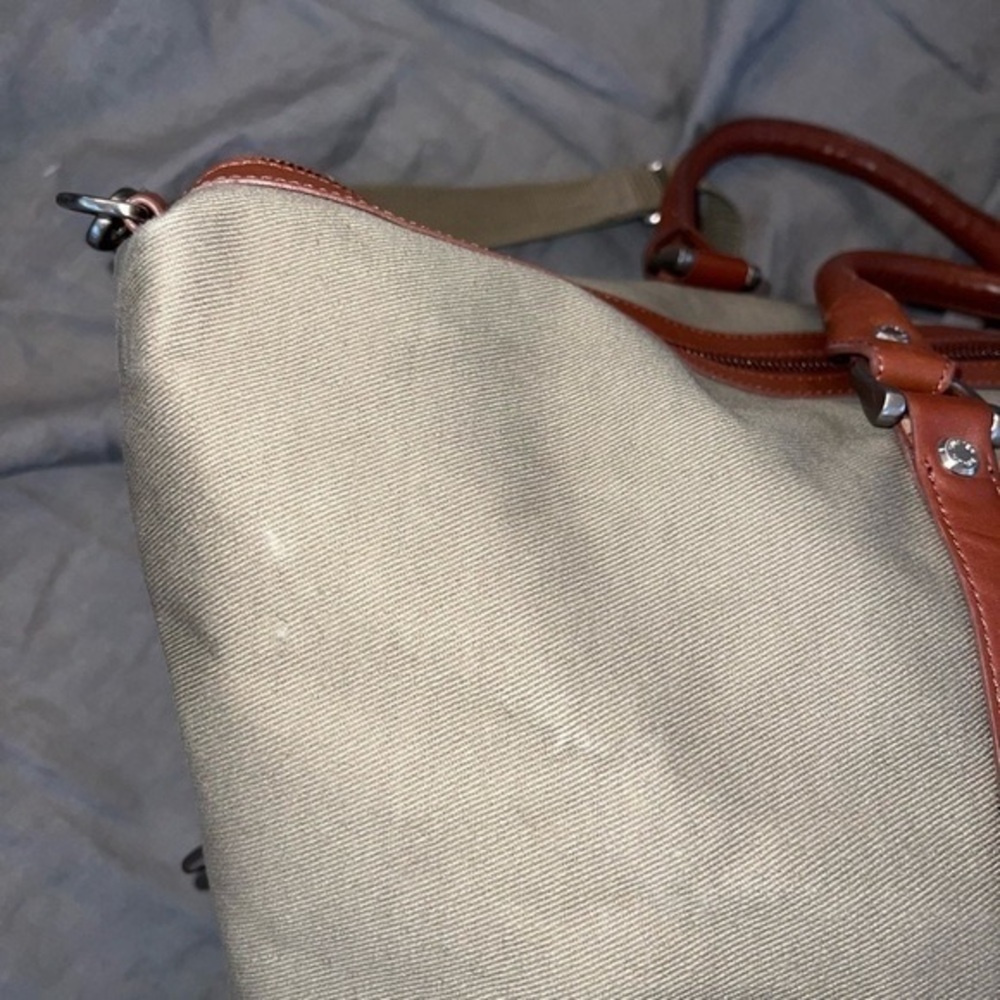 Cutter & Buck Vintage Canvas and Leather Shoulder Strap Traveler Bag Brown M OS